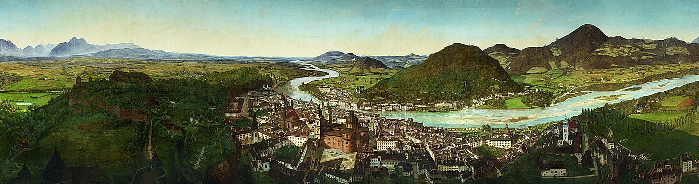 Ölgemälde Panorama Ansicht Salzburg